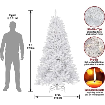 Beautiful 7 Ft Pre-Lit White Christmas Tree for Holidays