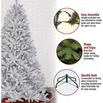 Beautiful 7 Ft Pre-Lit White Christmas Tree for Holidays