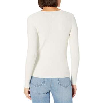 The Drop Women's Amber Fitted Ribbed Crew Neck Sweater, Ivory, L