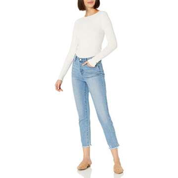 The Drop Women's Amber Fitted Ribbed Crew Neck Sweater, Ivory, L