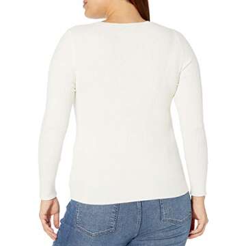The Drop Women's Amber Fitted Ribbed Crew Neck Sweater, Ivory, L