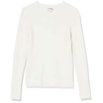The Drop Women's Amber Fitted Ribbed Crew Neck Sweater, Ivory, L