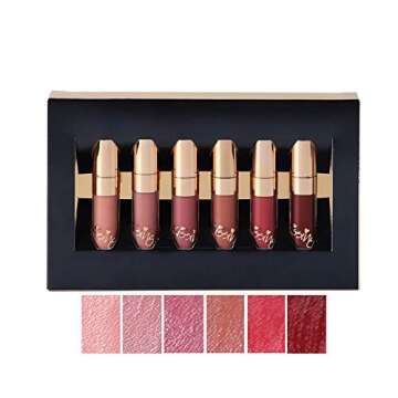 NICEFACE 6Pcs Matte Liquid Lipstick Set, Long-Lasting, Highly Pigmented with Moisturizing Lip Gloss, Waterproof & Fade-Resistant for Beautiful Lip Color Makeup