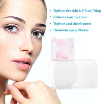 Ice Roller for Face and Eye, Gua Sha Face Massage, Facial Beauty Ice Roller, Silicone Ice Mold for Face Beauty (White)