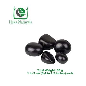 Heka Naturals Shungite Tumbled Stones | 50 g - Water Purification, Detoxification, Mineralization, H...