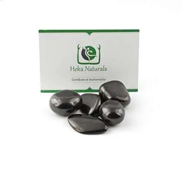 Heka Naturals Shungite Tumbled Stones | 50 g - Water Purification, Detoxification, Mineralization, Healing Crystals, Feng Shui & Reiki Decor - Zen Garden Embellishment, Aquarium Decor