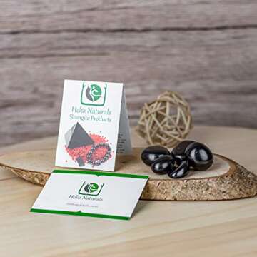 Heka Naturals Shungite Tumbled Stones | 50 g - Water Purification, Detoxification, Mineralization, Healing Crystals, Feng Shui & Reiki Decor - Zen Garden Embellishment, Aquarium Decor