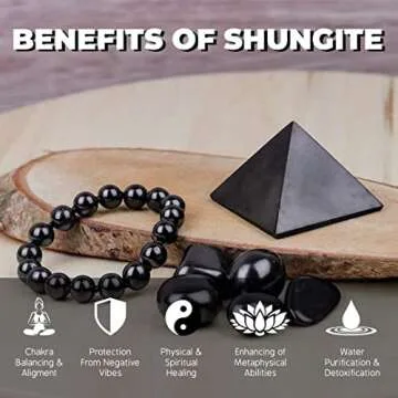 Heka Naturals Shungite Tumbled Stones | 50 g - Water Purification, Detoxification, Mineralization, Healing Crystals, Feng Shui & Reiki Decor - Zen Garden Embellishment, Aquarium Decor