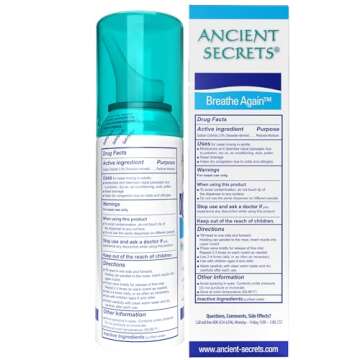 Ancient Secrets Saline Nasal Spray - Natural Allergy Relief & Moisturizer