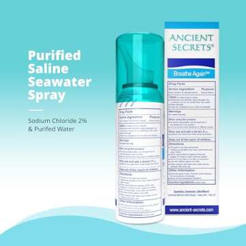 Ancient Secrets Saline Nasal Spray | Allergy Relief & Moisturizer