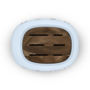 Elegant SMEG Pastel Blue Stainless Steel Knife Block Set