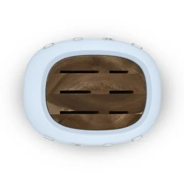 Elegant SMEG Pastel Blue Stainless Steel Knife Block Set