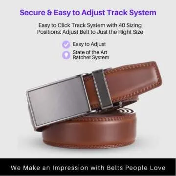 Marino Avenue Ratchet Belt for Men. Adjustable Leather Dress Belt with 38 Easy to Click Into Place Ratchet Closures.