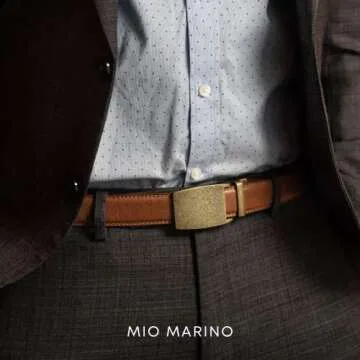 Marino Avenue Ratchet Belt for Men. Adjustable Leather Dress Belt with 38 Easy to Click Into Place Ratchet Closures.