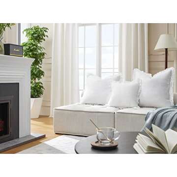 COCOPLOCEUS Waffle Pillow Covers 24x24 Set of 2 Throw Pillow Covers Stone Washed Square Pattern Euro Shams Decorative Cushion Covers for Couch Sofa Bedroom Car (White