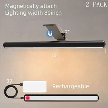 TINTINDOC 2Pack Wireless Picture Lights with Remote,Battery Operated,16.5'' Painting Lights for Art ...