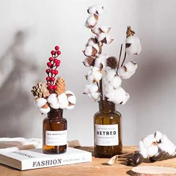 DomeStar Cotton Stems, Perfect Dried Floral Decor