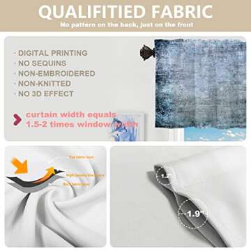 BaoNews Blue Grey Abstract Weathered Wall Kitchen Valances for Windows,Handmade Grunge Texture Blackout Valances Curtains Multilayer Polyester Drapes for Kitchen Bedroom 2 Pack 52X16 Inches