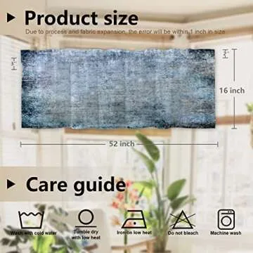 BaoNews Blue Grey Abstract Weathered Wall Kitchen Valances for Windows,Handmade Grunge Texture Blackout Valances Curtains Multilayer Polyester Drapes for Kitchen Bedroom 2 Pack 52X16 Inches