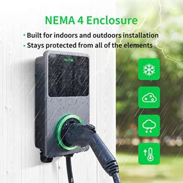 Autel MaxiCharger Home Smart AI Electric Vehicle (EV) Charger, 50 Amp Level 2 Wi-Fi and Bluetooth Enabled EVSE, Indoor/Outdoor Car Charging Station, with in-Body Holster and 25-Foot Premium Cable