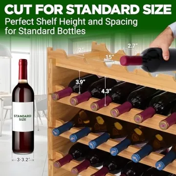 NutriChef Bamboo 36 Bottle Stackable Wine Rack