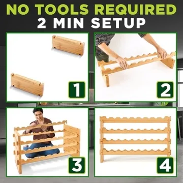 NutriChef Bamboo 36 Bottle Stackable Wine Rack