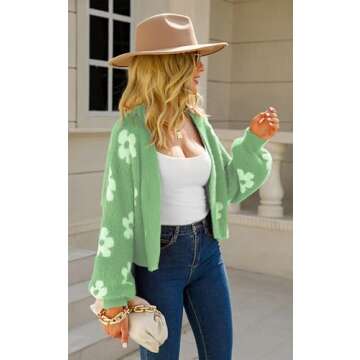 ECOWISH Floral Cropped Cardigan for Stylish Women