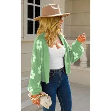 ECOWISH Floral Cropped Cardigan for Stylish Women
