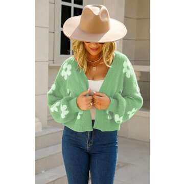 ECOWISH Floral Cropped Cardigan for Stylish Women