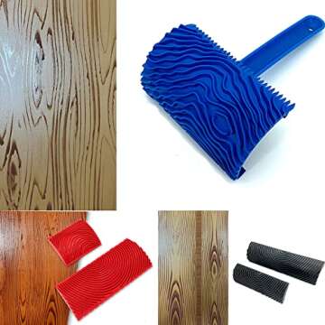 Wood Grain Tool, 5Pcs Wood Grain Roller Soft Rubber Wood Graining Painting Tool Texture Pattern Roll...