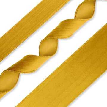 FloristryWarehouse Mustard Yellow Christmas Velvet Fabric Ribbon 4 inches Wide on 9 Yards roll. Wired Edge