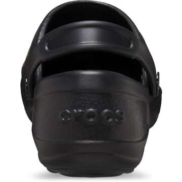 Crocs Women's Mercy Clog | Slip Resistant Work Shoes, Black/Black, 7