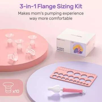 Nuliie 10PCS Flange Sizing Kit 13/15/17/19/21mm for 24mm Flange/Shield of Most Pumps, Silicone Flange Insert for Momcozy/Spectra/Bellababy Breast Pump, Breastfeeding Essential Pumping Kit for Moms