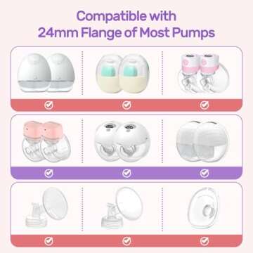 Nuliie 10PCS Flange Sizing Kit 13/15/17/19/21mm for 24mm Flange/Shield of Most Pumps, Silicone Flange Insert for Momcozy/Spectra/Bellababy Breast Pump, Breastfeeding Essential Pumping Kit for Moms