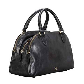 Maxwell Scott - Womens Luxury Leather Triple Zip Bowling Bag Purse with Strap - Made in Italy - The ...