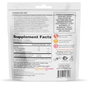 Organic Ginger Lozenges for Nausea Relief TummyDrops