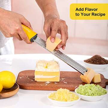 Professional Stainless Steel Lemon Zester & Grater - Premium Kitchen Tool for Cheese, Garlic, Ginger...