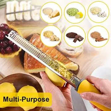 Professional Stainless Steel Lemon Zester & Grater - Premium Kitchen Tool for Cheese, Garlic, Ginger, Chocolate, Vegetables & Fruits | Dishwasher Safe