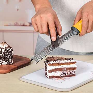 Professional Stainless Steel Lemon Zester & Grater - Premium Kitchen Tool for Cheese, Garlic, Ginger, Chocolate, Vegetables & Fruits | Dishwasher Safe