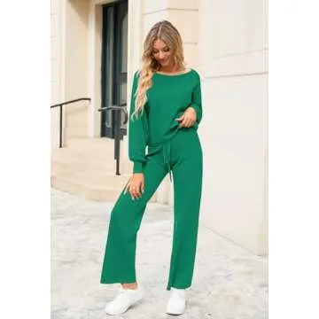 Meenew Women's Ribbed Sweater Sets - Casual Loungewear Outfit