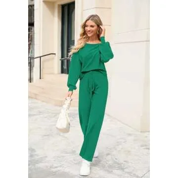 Meenew Women's Ribbed Sweater Sets - Casual Loungewear Outfit