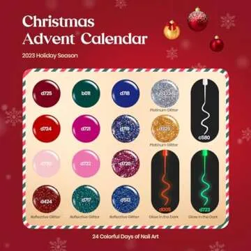 Beetles Gel Nail Polish Set,14+3 Colors Beauty Advent Calendar 2024 Box Red Green Pink Gold Silver Glitter Glow In The Dark Nail Polish Glitter Top Coat Spring Gel Polish Gift for Women Grils