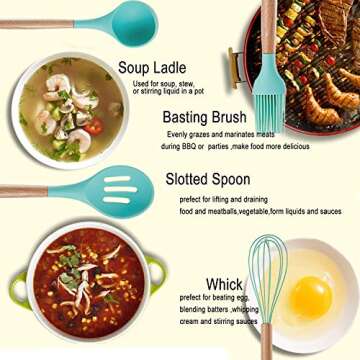 CROSDE Kitchen Utensil Set 19pcs Silicone Cooking Tools