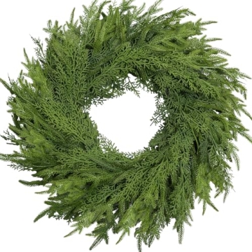 26 Inch Christmas Wreath, Christmas Wreaths for Front Door, Artificial Pine Wreath for Table Wall Wi...