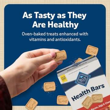 Blue Buffalo Health Bars Crunchy Dog Biscuits, Oven-Baked With Natural Ingredients, Bacon, Egg & Cheese, 3-lb Box