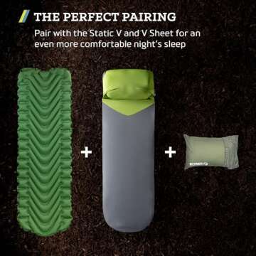 Klymit Drift Camping Pillow, Shredded Memory Foam Travel Pillow with Reversible Cover for Outdoor Use, Green, Regular