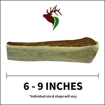 Elkhorn Premium Chews - Large Split Single Pack (for 30-50 lb Dogs) Premium Grade Elk Antler for Dogs (1 Piece) Sourced in The USA