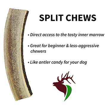 Elkhorn Premium Chews - Large Split Single Pack (for 30-50 lb Dogs) Premium Grade Elk Antler for Dogs (1 Piece) Sourced in The USA