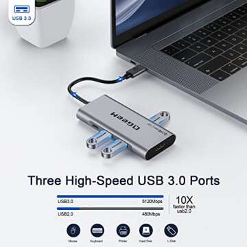 QGEEM USB C Hub 7 in 1 for MacBook and More Devices