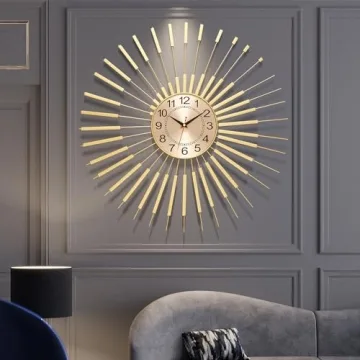 PSYCHE GOD Large Starburst Wall Clock - Non-Ticking, Modern, Elegant design, Ideal for Home Decor